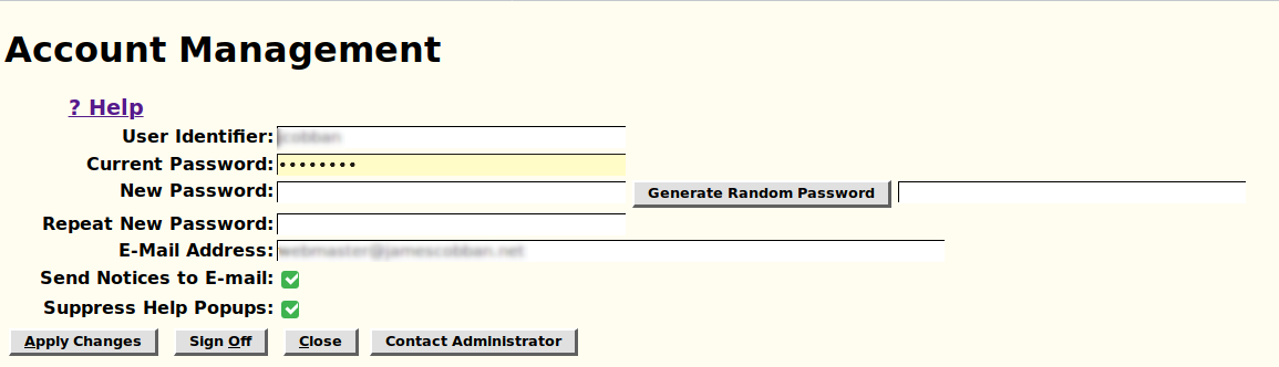 Account Management Dialog